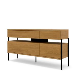 Komoda PUFFIN 154 cm 3D3S orzech włoski fornir lakierowany metalowe nóżki 879344 Komoda PUFFIN 154 cm 3D3S orzech włoski fornir lakierowany metalowe nóżki 879344