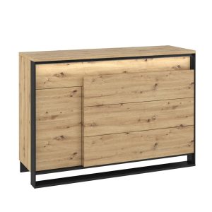 Komoda QUANT jednodrzwiowa z szufladami i oświetleniem LED dąb artisan 718239 Komoda QUANT jednodrzwiowa z szufladami i oświetleniem LED dąb artisan 718239
