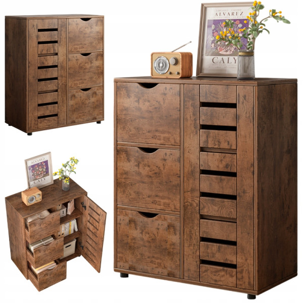 Komoda retro pojemna drewniana półki loft 703858