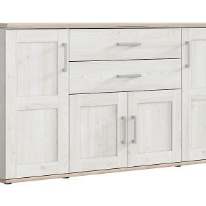 Komoda Romance 186 cm z 4 drzwiami i 2 szufladami modrzew sibiu jasny 16872 Komoda Romance 186 cm z 4 drzwiami i 2 szufladami modrzew sibiu jasny 16872