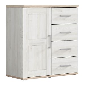 Komoda Romance 93 cm z drzwiami i 4 szufladami modrzew sibiu jasny 16840 Komoda Romance 93 cm z drzwiami i 4 szufladami modrzew sibiu jasny 16840