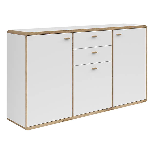 Komoda Ronda 158 cm z 3 drzwiami i 2 szufladami dąb flagstaff jasny/biały 63486