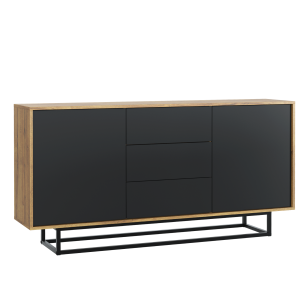 Komoda RTV 140cm Loft ONE FURNITURE Laminat Dębowy & Czarny 202572 Komoda RTV 140cm Loft ONE FURNITURE Laminat Dębowy & Czarny 202572