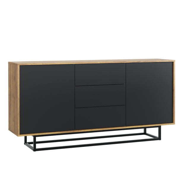 Komoda RTV 140cm Loft ONE FURNITURE Laminat Dębowy & Czarny 202572