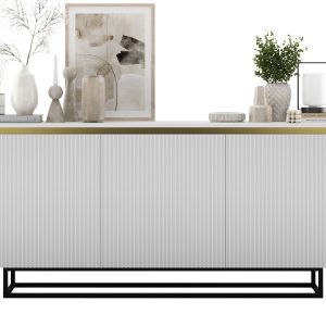 Komoda RTV Glamour Biały mat szafka RTV czarny stelaż 167 cm 670275 Komoda RTV Glamour Biały mat szafka RTV czarny stelaż 167 cm 670275