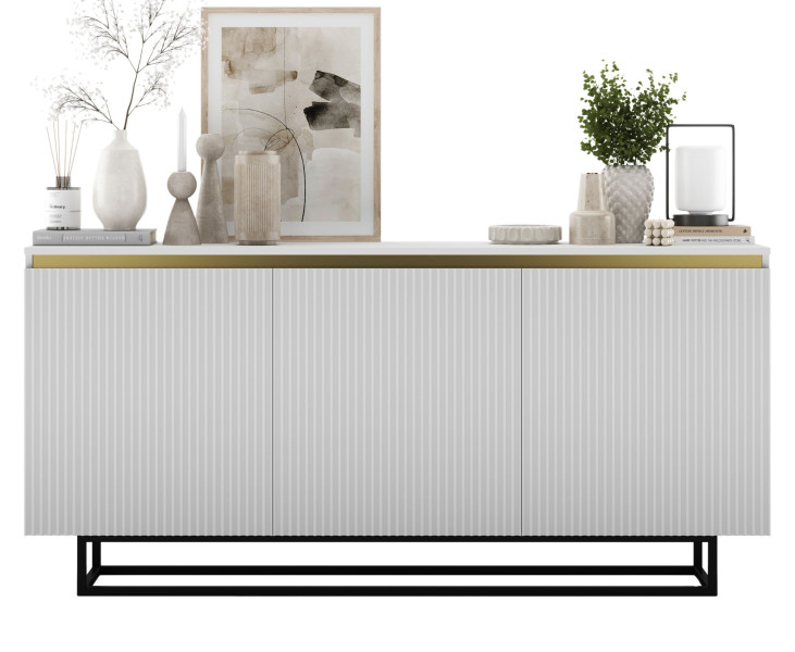 Komoda RTV Glamour Biały mat szafka RTV czarny stelaż 167 cm 670275