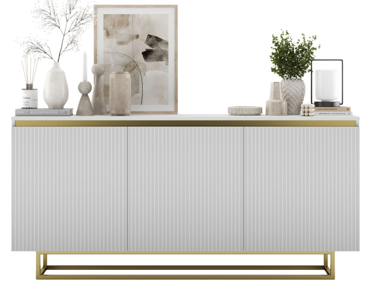 Komoda RTV Glamour Biały mat szafka RTV ryflowane fronty 167 cm 670272
