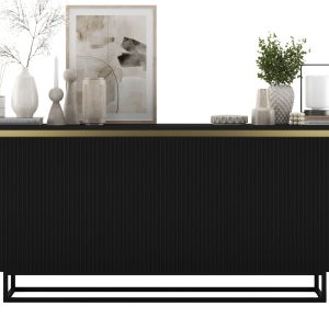 Komoda RTV Glamour Czarny mat szafka RTV czarny stelaż 167 cm 670278 Komoda RTV Glamour Czarny mat szafka RTV czarny stelaż 167 cm 670278