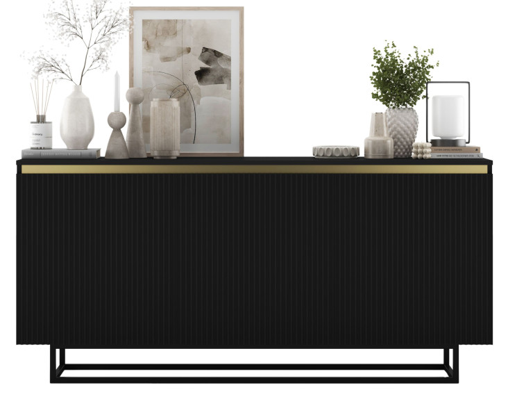 Komoda RTV Glamour Czarny mat szafka RTV czarny stelaż 167 cm 670278