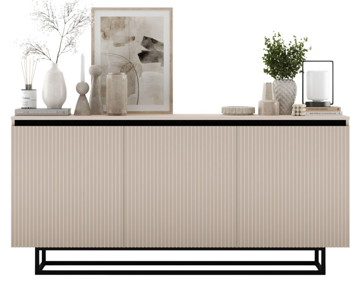 Komoda RTV Glamour Kaszmir mat szafka RTV czarny stelaż 167 cm 670277