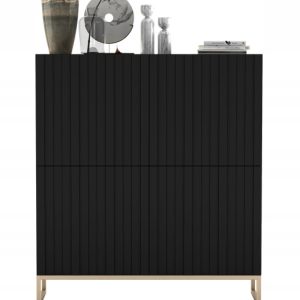 Komoda RTV Glamour Szafka RTV Glamour Czarna 112cm 58143 Komoda RTV Glamour Szafka RTV Glamour Czarna 112cm 58143