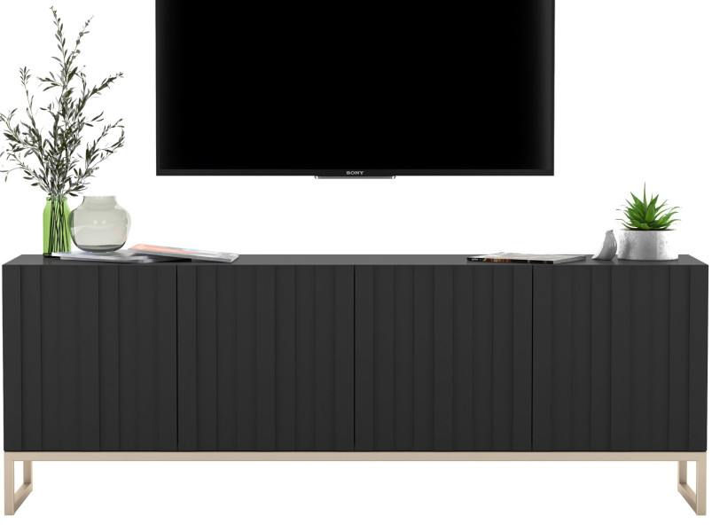 Komoda RTV Glamour Szafka RTV Glamour Czarna 150cm 58082