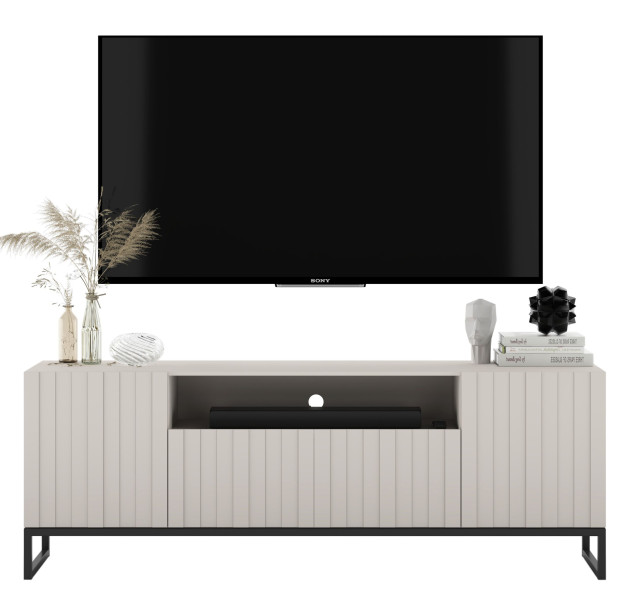 Komoda RTV Glamour Szafka RTV Kaszmir MAT Ryflowane fronty 150 cm 930425