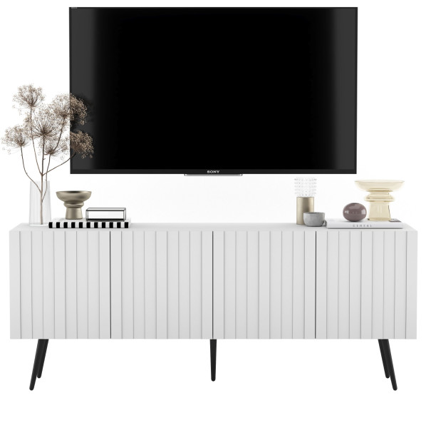 Komoda RTV Loft Szafka RTV Biały MAT Nowoczesna Czarne Nogi 341941