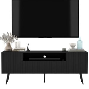 Komoda RTV Nowoczesna Szafka RTV Glamour Czarny Mat 150 cm 351434 Komoda RTV Nowoczesna Szafka RTV Glamour Czarny Mat 150 cm 351434