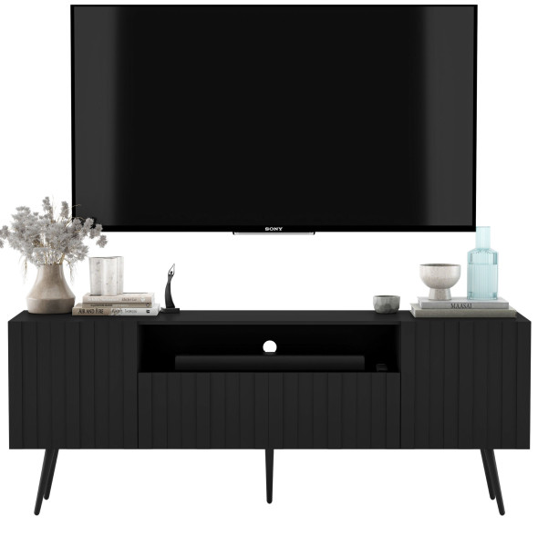 Komoda RTV Nowoczesna Szafka RTV Glamour Czarny Mat 150 cm 351434