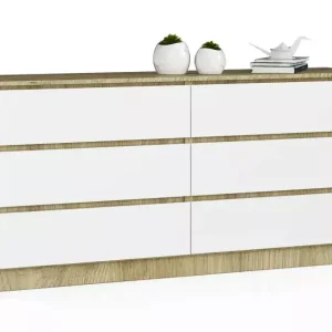 Komoda RTV z szufladami dąb artisan + biały – Zevian 708252 Komoda RTV z szufladami dąb artisan + biały – Zevian 708252