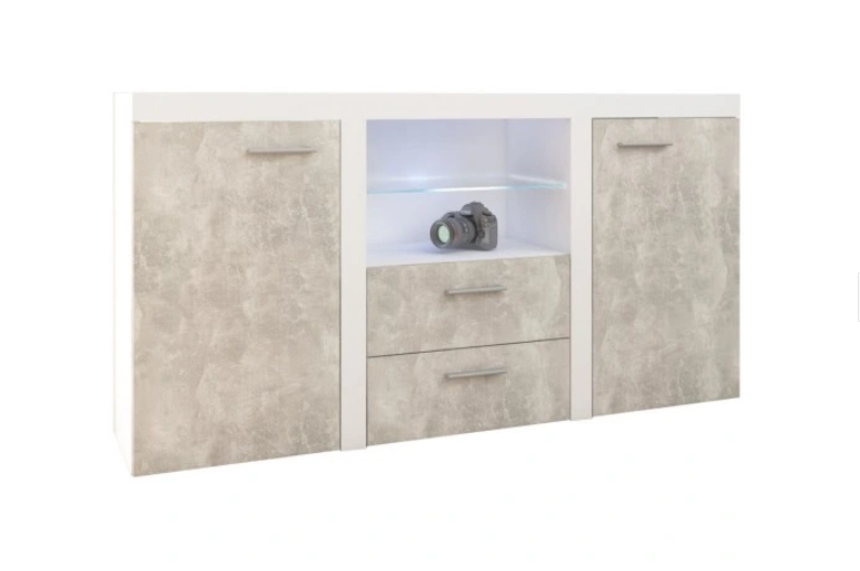 Komoda RUMBA 2D 2S do salonu z 2 drzwiami Beton/Biały 282871
