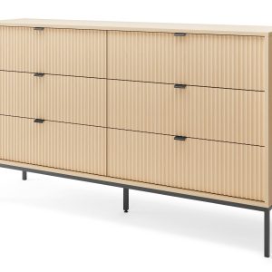 Komoda ryflowana KS154 NEW w kolorze Dąb Vicenza na czarnych nogach 841218 Komoda ryflowana KS154 NEW w kolorze Dąb Vicenza na czarnych nogach 841218