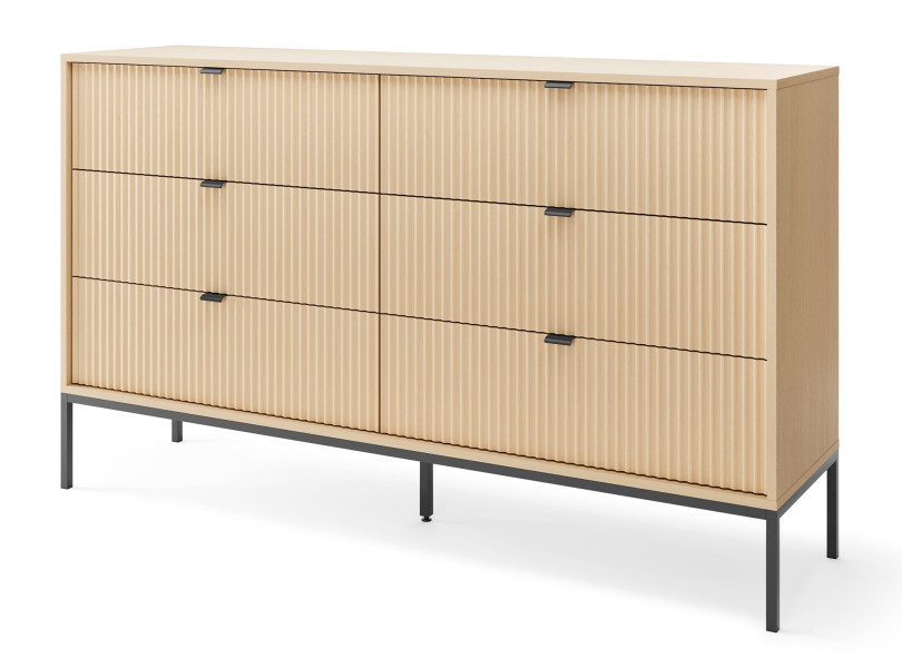 Komoda ryflowana KS154 NEW w kolorze Dąb Vicenza na czarnych nogach 841218