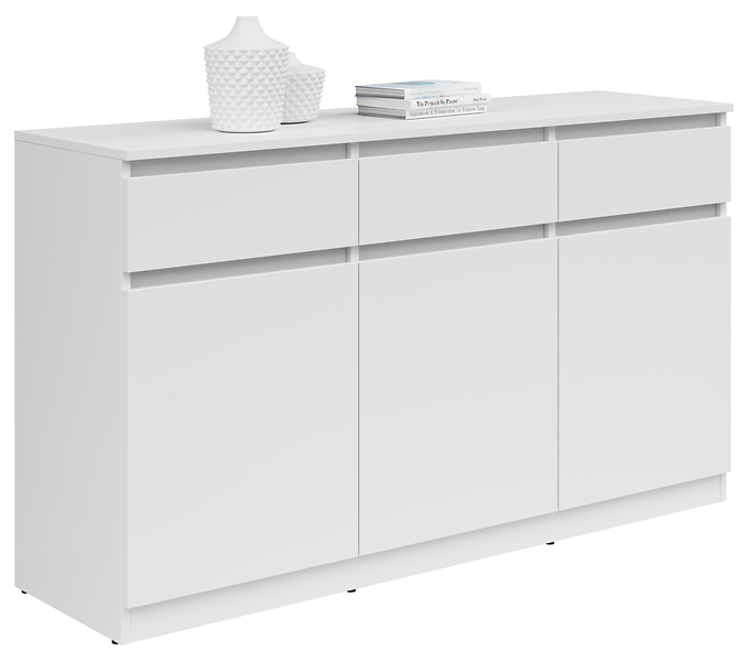 Komoda Saturn 135 cm z 3 drzwiami i 3 szufladami biała 63511