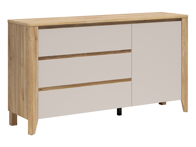Komoda Sawira II 160 cm z drzwiami i 3 szufladami dąb mauvella/kaszmir 1059364
