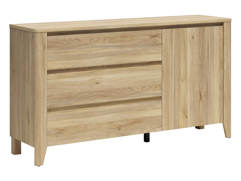 Komoda Sawira II 160 cm z drzwiami i 3 szufladami dąb mauvella 1059571