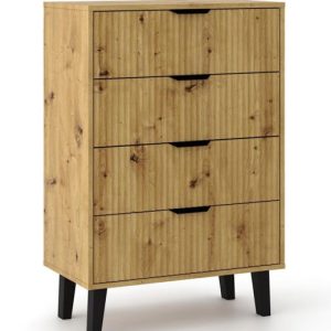 Komoda Scandi Slim 4S dąb artisan ryflowany front 70 cm szafka 4 szuflady 662169 Komoda Scandi Slim 4S dąb artisan ryflowany front 70 cm szafka 4 szuflady 662169
