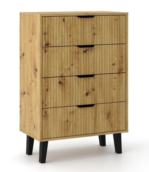 Komoda Scandi Slim 4S dąb artisan ryflowany front 70 cm szafka 4 szuflady 662169