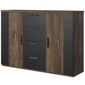 Komoda SELMA SG26 dąb flagstaf stal / czarny 312893