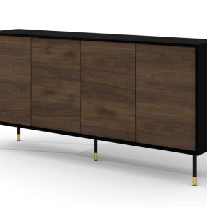Komoda SHERWOOD 180 cm 4D czarny mat/dąb catania 240502
