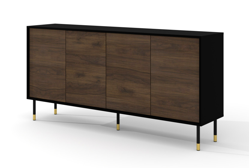 Komoda SHERWOOD 180 cm 4D czarny mat/dąb catania 240502