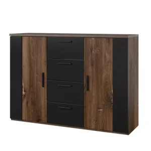 Komoda SIGMA 2D4S 132cm dąb flagstaff miedziany/czarny mat z 509638 Komoda SIGMA 2D4S 132cm dąb flagstaff miedziany/czarny mat z 509638