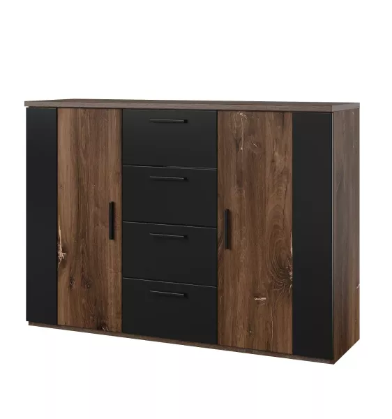 Komoda SIGMA 2D4S 132cm dąb flagstaff miedziany/czarny mat z 509638