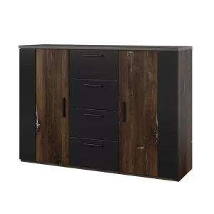 Komoda SIGMA 2D4S 132cm dąb flagstaff srebrny/czarny mat z s 509634 Komoda SIGMA 2D4S 132cm dąb flagstaff srebrny/czarny mat z s 509634