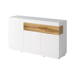 Komoda SILKE 3D1S 150cm biały połysk/dąb wotan 639204 Komoda SILKE 3D1S 150cm biały połysk/dąb wotan 639204