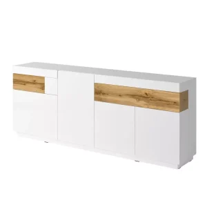 Komoda SILKE 4D2S 219cm biały połysk/dąb wotan 639203 Komoda SILKE 4D2S 219cm biały połysk/dąb wotan 639203