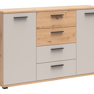 Komoda Sindara 150 cm z 2 drzwiami i 4 szufladami dąb artisan/kaszmir 917424 Komoda Sindara 150 cm z 2 drzwiami i 4 szufladami dąb artisan/kaszmir 917424