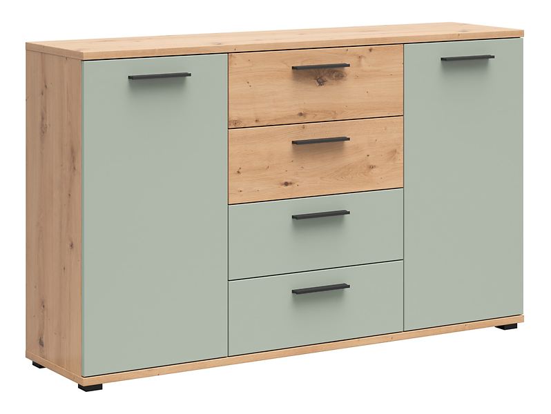 Komoda Sindara 150 cm z 2 drzwiami i 4 szufladami dąb artisan/szałwia Salbei 917423