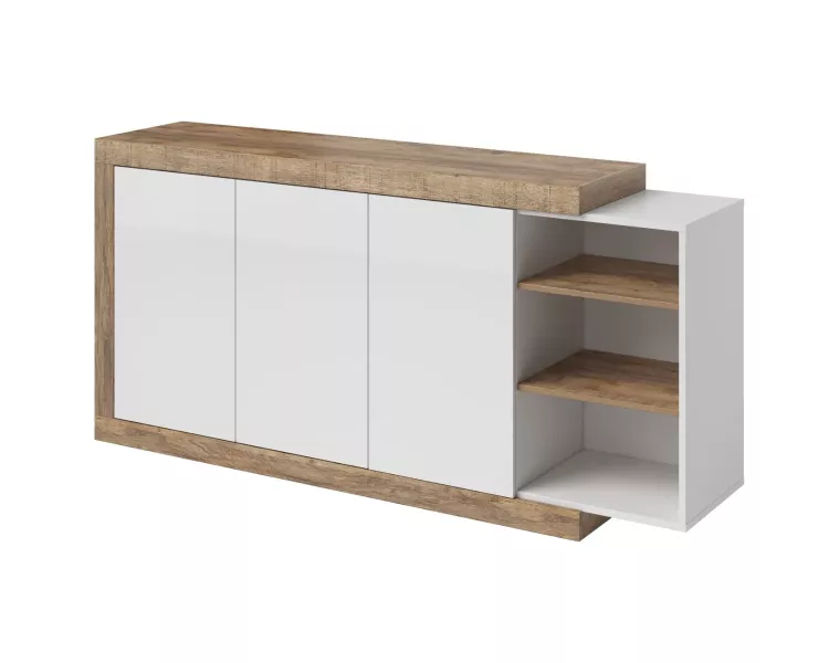 Komoda SINTRA 3D 180cm dąb samdal/biały połysk 639207