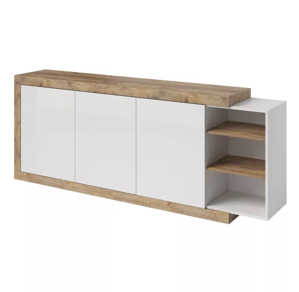 Komoda SINTRA 3D 220cm dąb samdal/biały połysk 639205