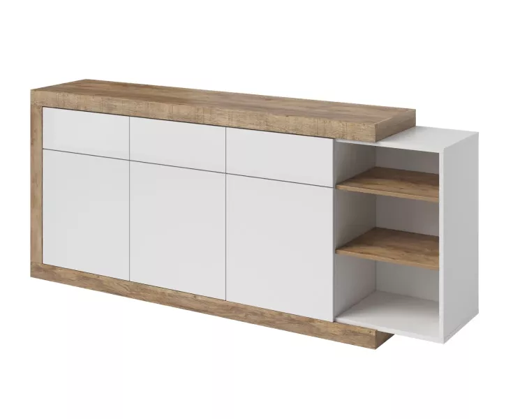 Komoda SINTRA 3D3S 200cm dąb samdal/biały połysk 639202