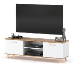 Komoda skandynawska rtv olivier 138cm pojemna szafa biała 374903 Komoda skandynawska rtv olivier 138cm pojemna szafa biała 374903