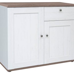 Komoda Stockholm 103 cm z 2 drzwiami i szufladą sosna andersen biała/dąb sonoma ciemna 15025 Komoda Stockholm 103 cm z 2 drzwiami i szufladą sosna andersen biała/dąb sonoma ciemna 15025