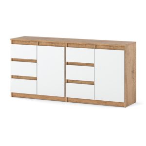 Komoda szafka 160cm nowoczesna szuflady dąb wotan biały mat 595359 Komoda szafka 160cm nowoczesna szuflady dąb wotan biały mat 595359