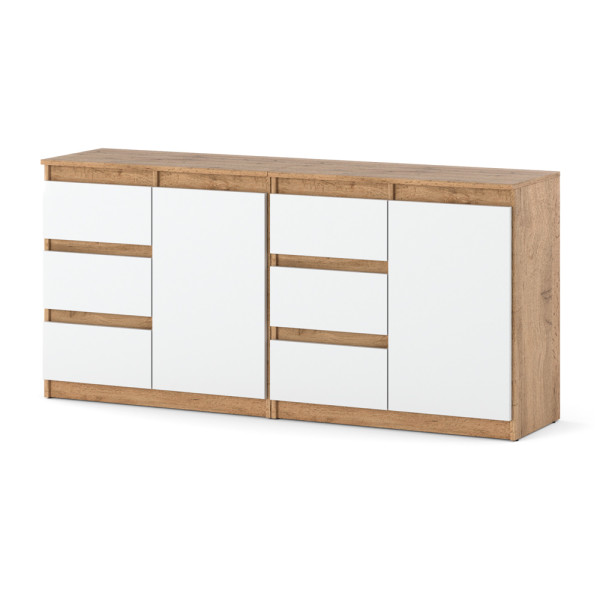 Komoda szafka 160cm nowoczesna szuflady dąb wotan biały mat 595359