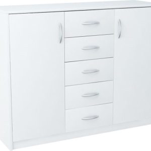 Komoda szafka 2D5S BIAŁA 110cm szuflady regał 223188 Komoda szafka 2D5S BIAŁA 110cm szuflady regał 223188