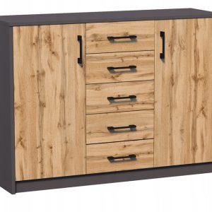 Komoda szafka 2D5S grafit-wotan szuflady regał garderoba ROB 299393 Komoda szafka 2D5S grafit-wotan szuflady regał garderoba ROB 299393