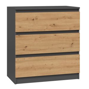 KOMODA SZAFKA 3 SZUFLADY M3 ANTRACYT / DĄB ARTISAN 81972