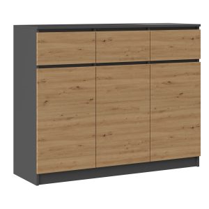 Komoda szafka 3D3S 120 – antracyt / dąb artisan 121122